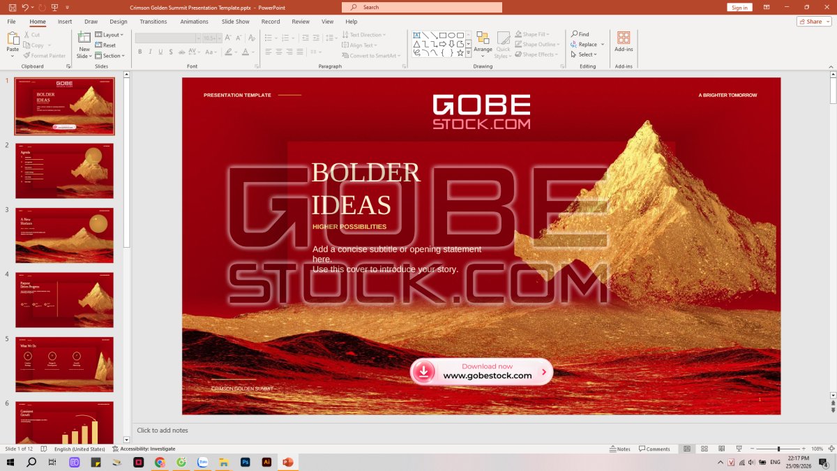 Crimson Golden Summit Presentation Template