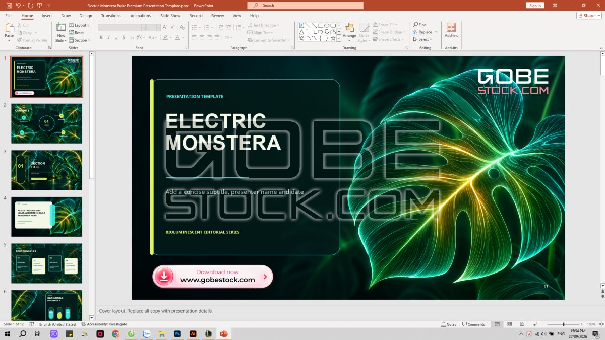 Electric Monstera Pulse Premium Presentation Template