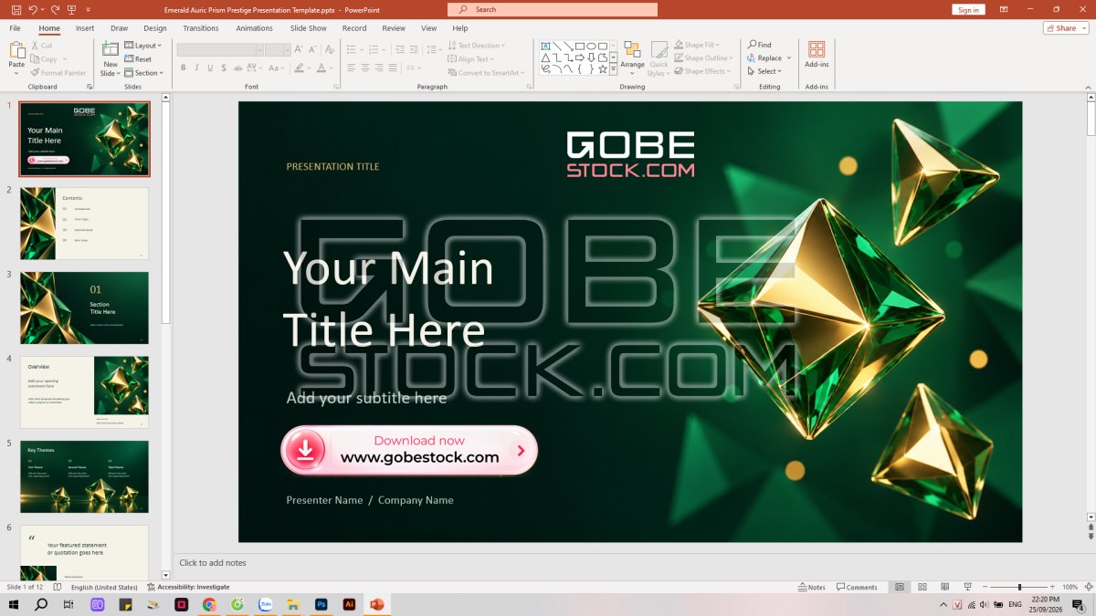 Emerald Auric Prism Prestige Presentation Template