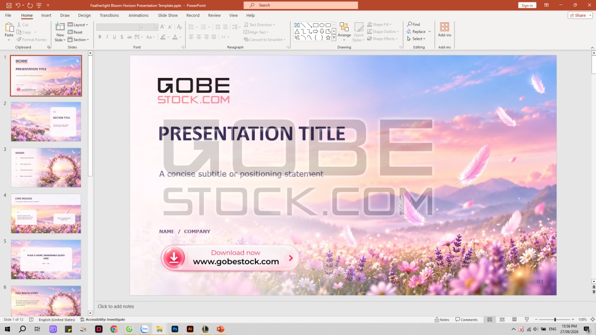 Featherlight Bloom Horizon Presentation Template