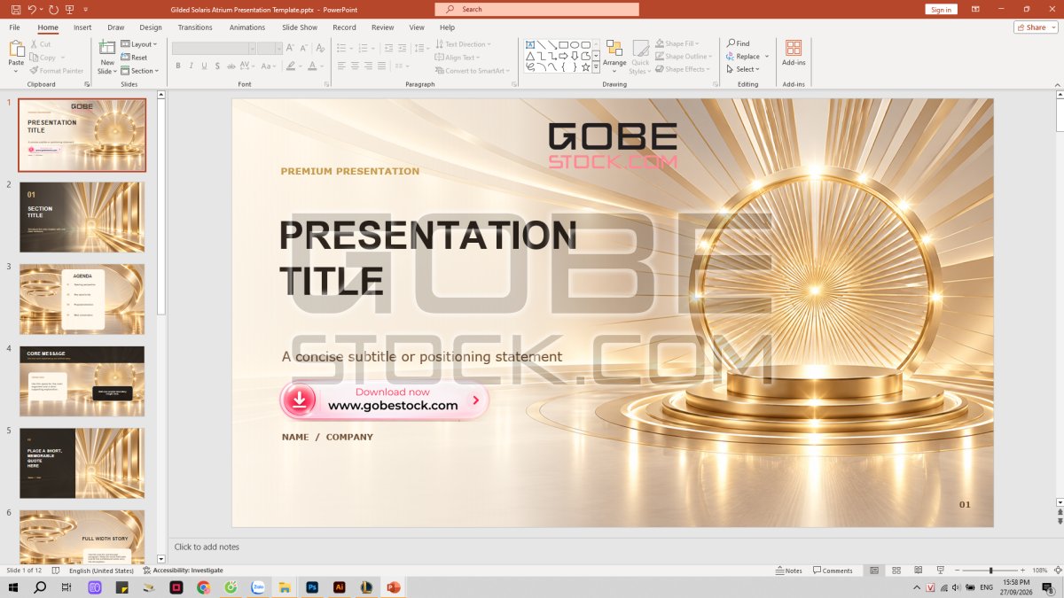 Gilded Solaris Atrium Presentation Template