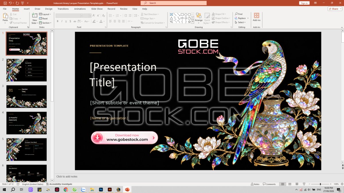 Iridescent Aviary Lacquer Presentation Template