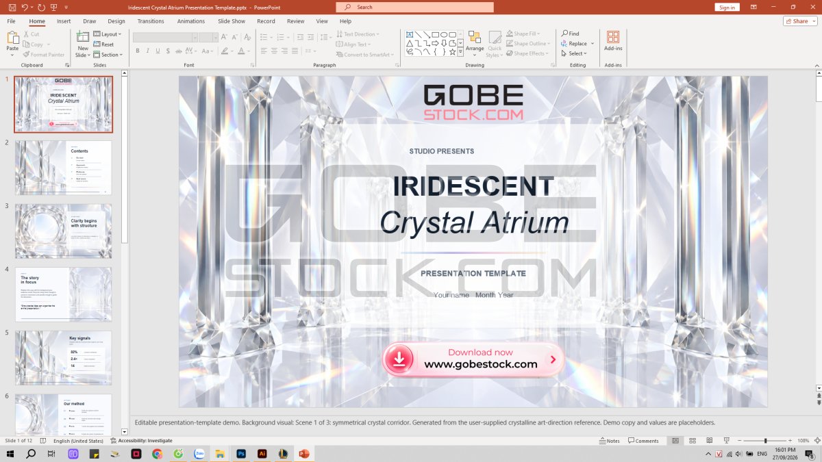 Iridescent Crystal Atrium Presentation Template