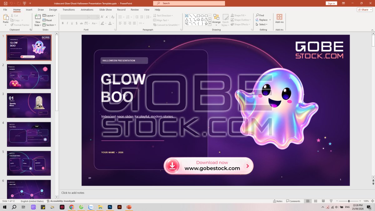 Iridescent Glow Ghost Halloween Presentation Template