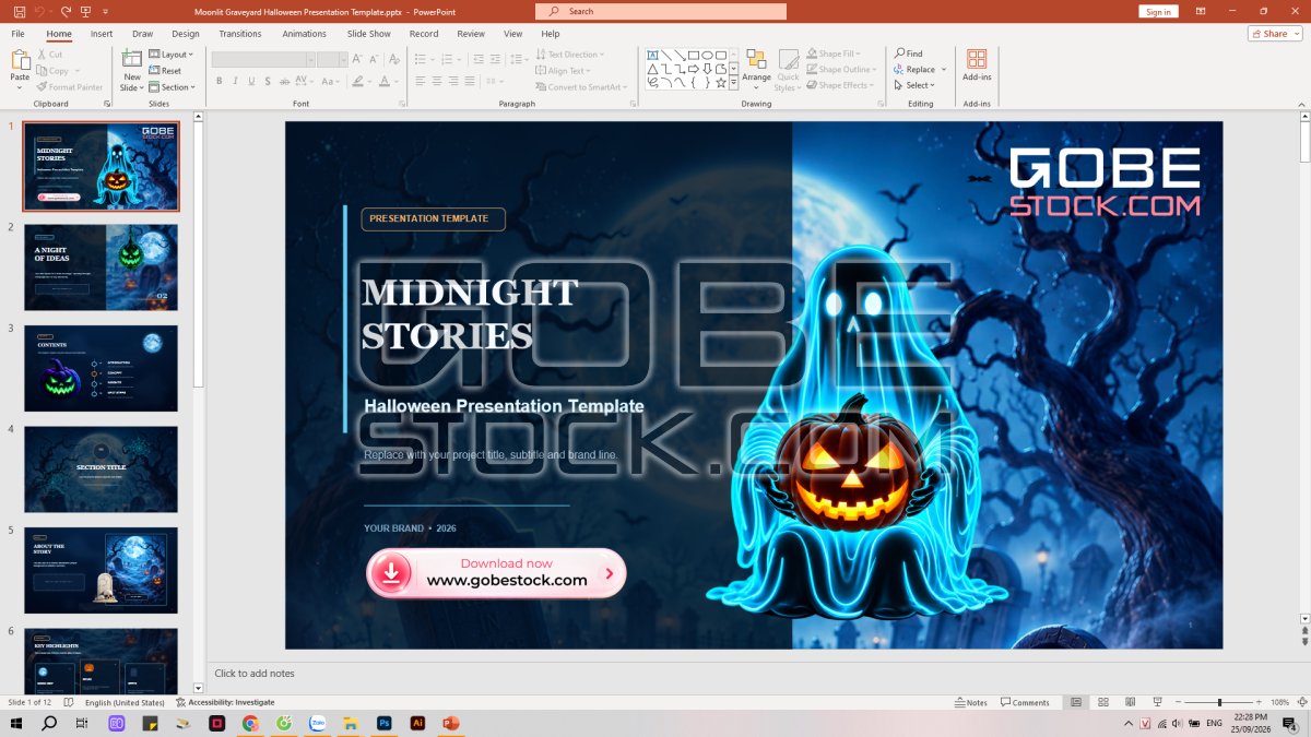 Moonlit Graveyard Halloween Presentation Template