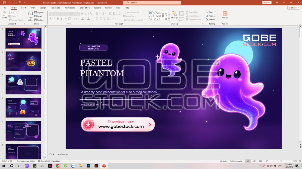 Neon Aurora Phantom Halloween Presentation Template