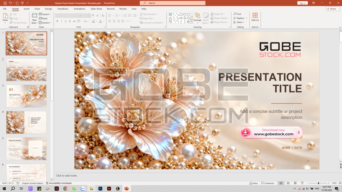 Opaline Pearl Garden Presentation Template