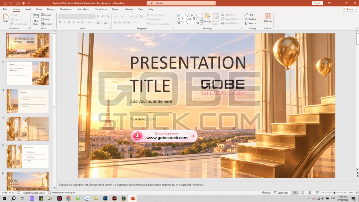 Parisian Gilded Ascent Editorial Presentation Template
