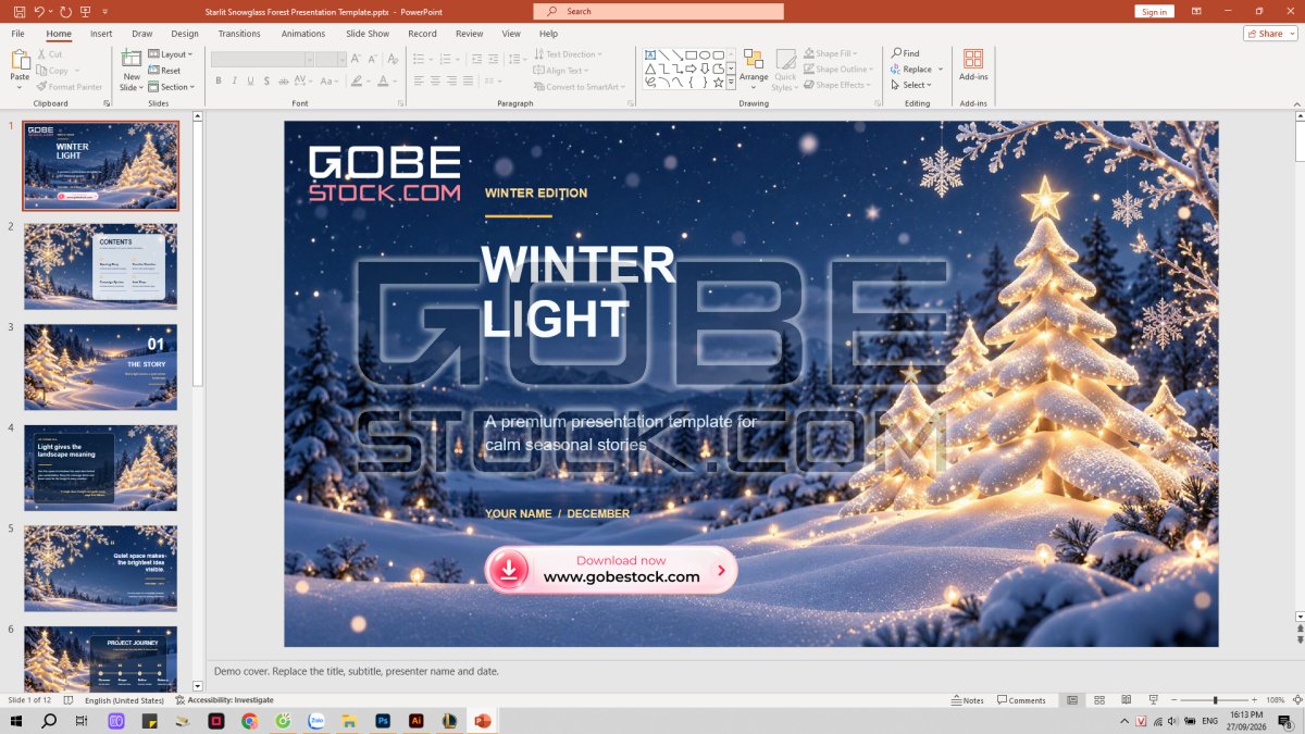 Starlit Snowglass Forest Presentation Template