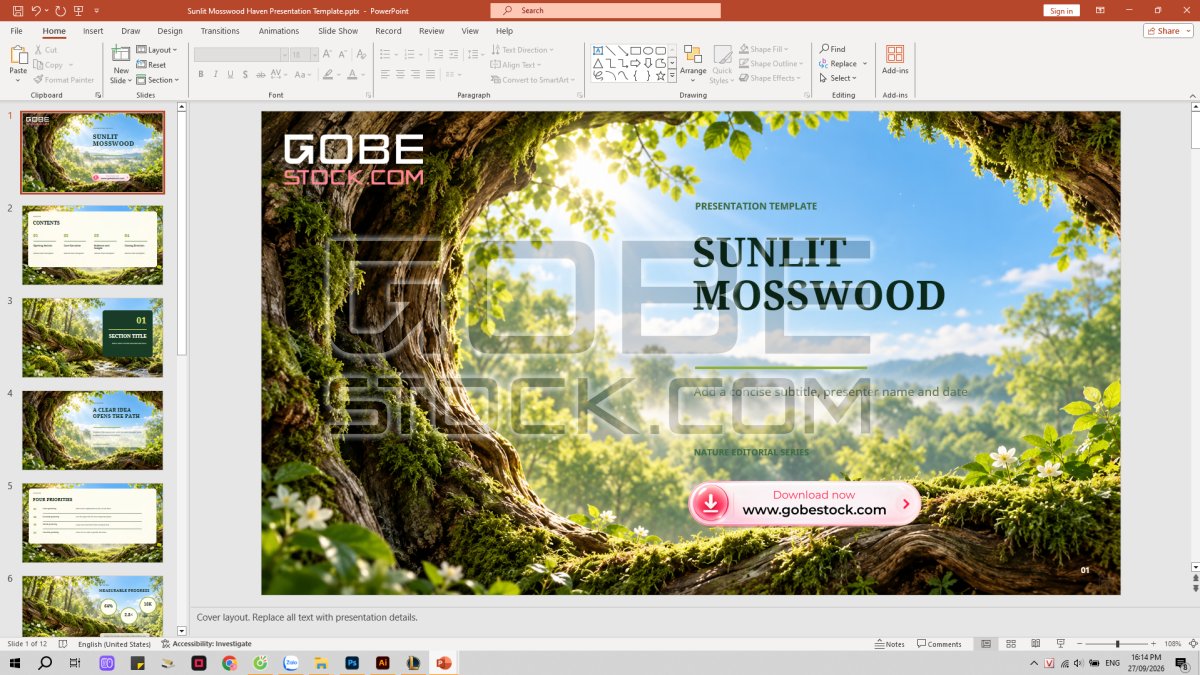 Sunlit Mosswood Haven Presentation Template