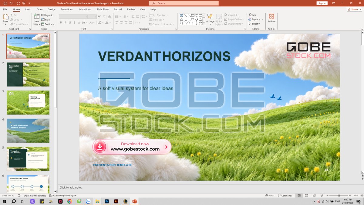 Verdant Cloud Meadow Presentation Template