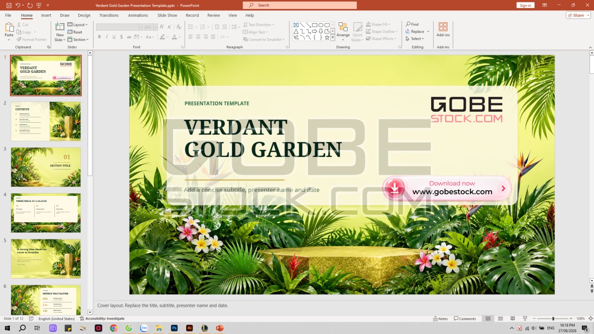 Verdant Gold Garden Presentation Template