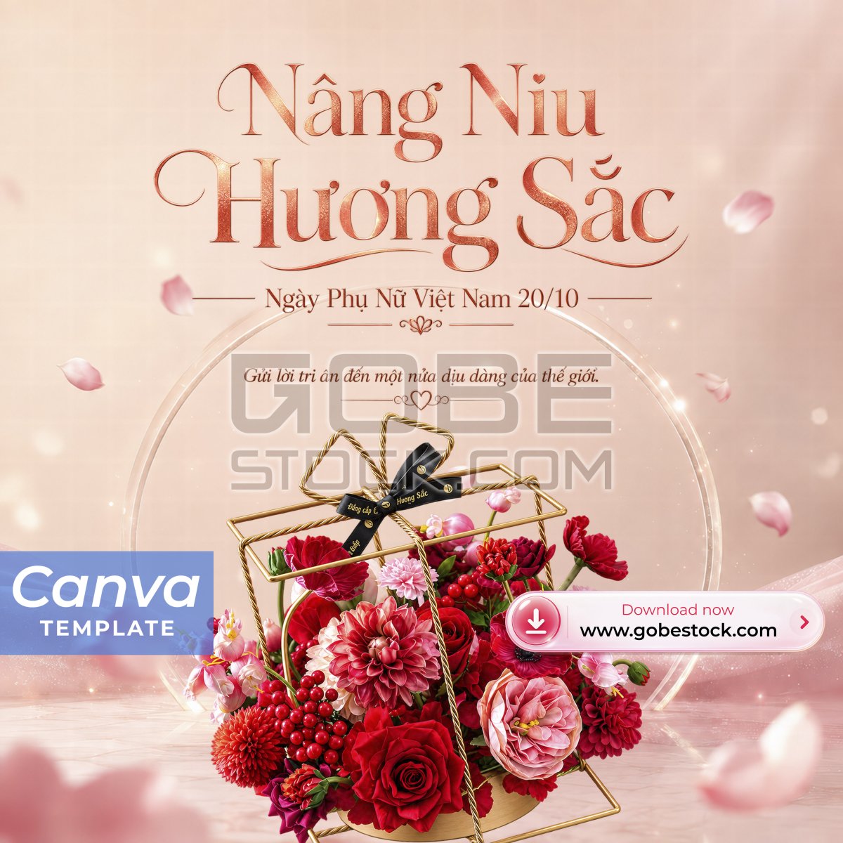 Vietnamese Womens Day Elegant Red Flower Gift Poster