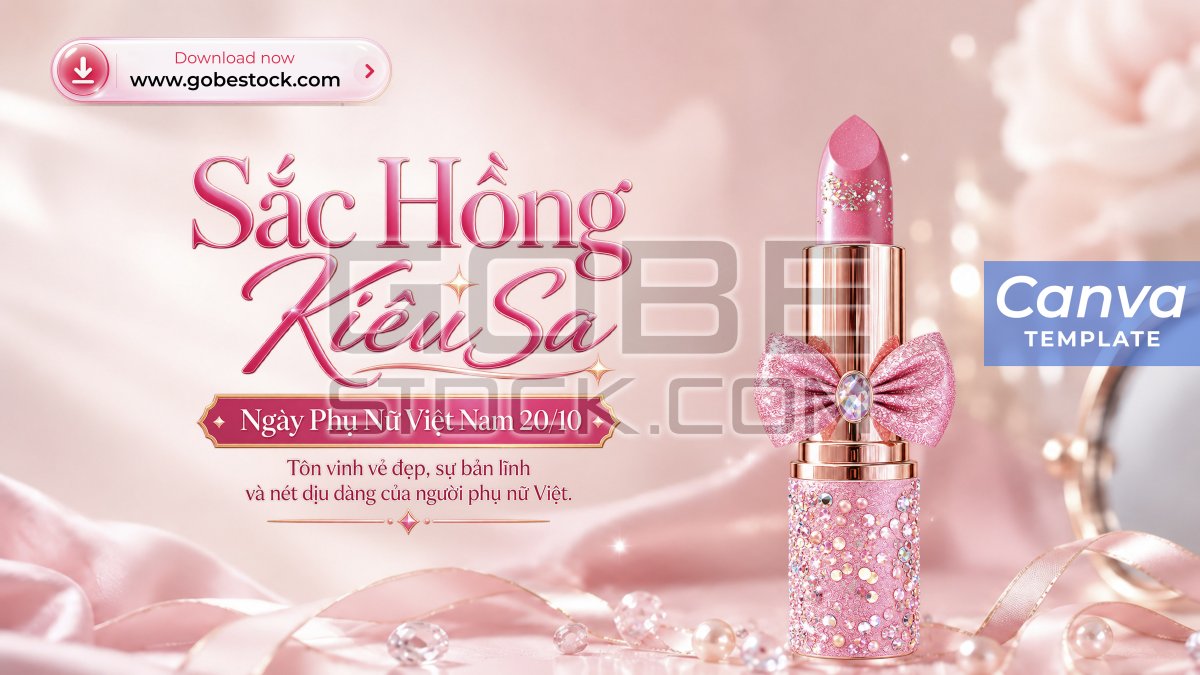 Vietnamese Womens Day Luxury Pink Lipstick Banner