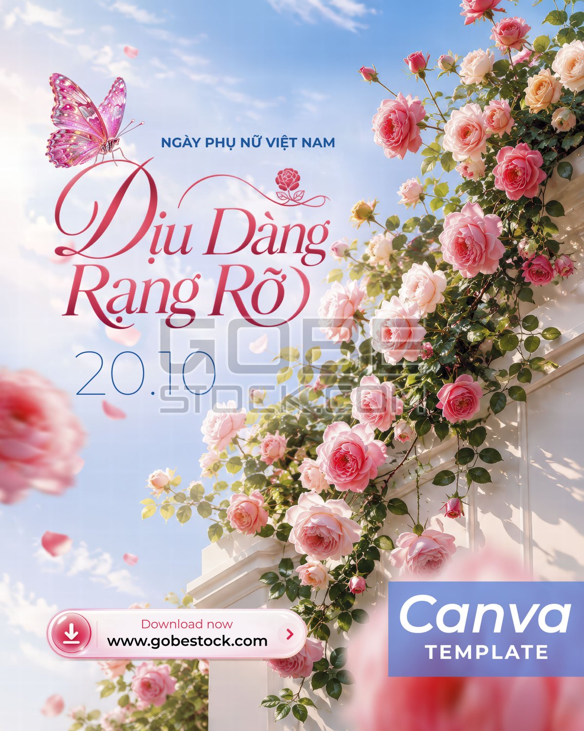 Vietnamese Womens Day Romantic Rose Wall Poster