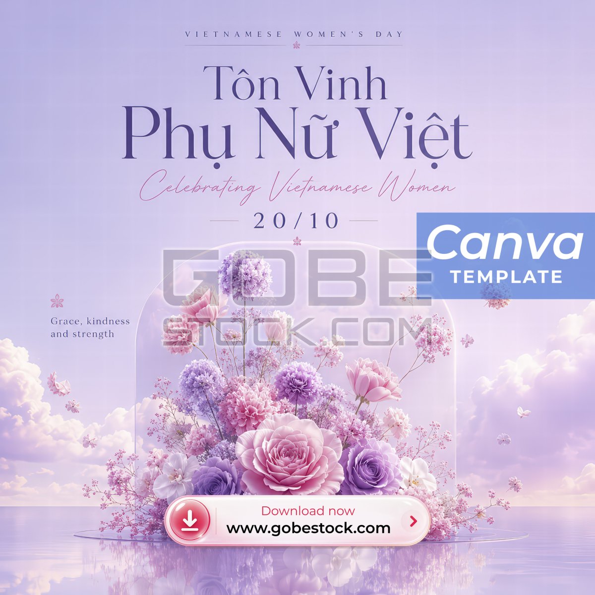 Lavender Pink Floral Garden Vietnamese Womens Day Poster