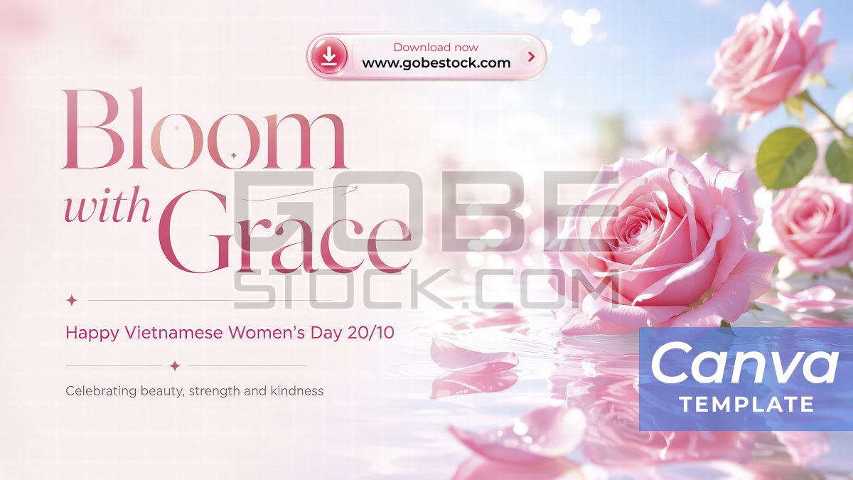 Pink Rose Water Reflection Vietnamese Womens Day Banner