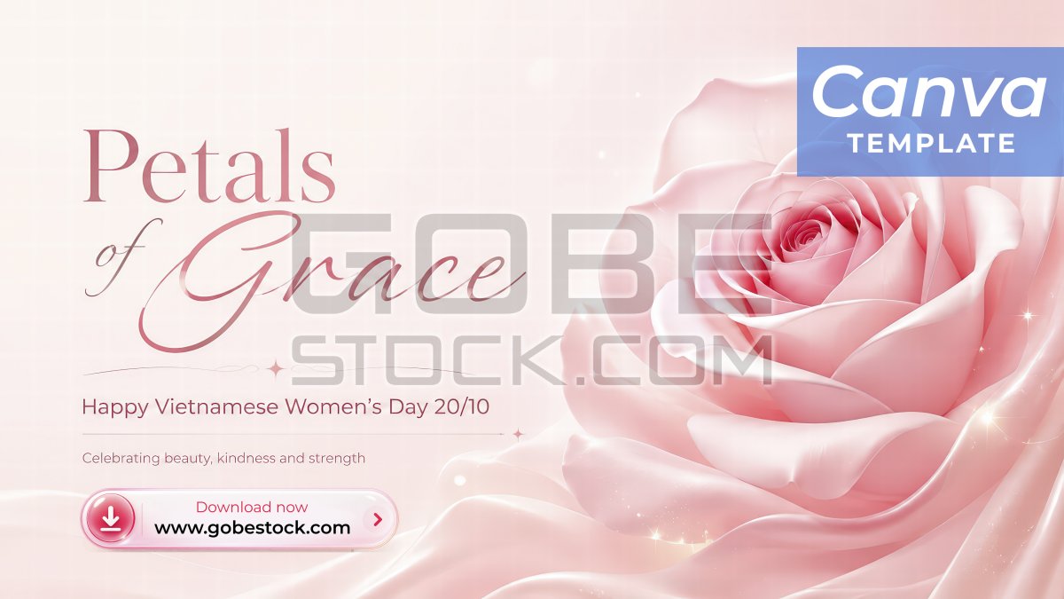 Soft Pink Rose Petals Of Grace Vietnamese Womens Day Banner