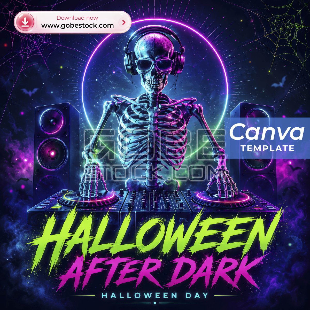 Halloween After Dark Skeleton DJ Poster
