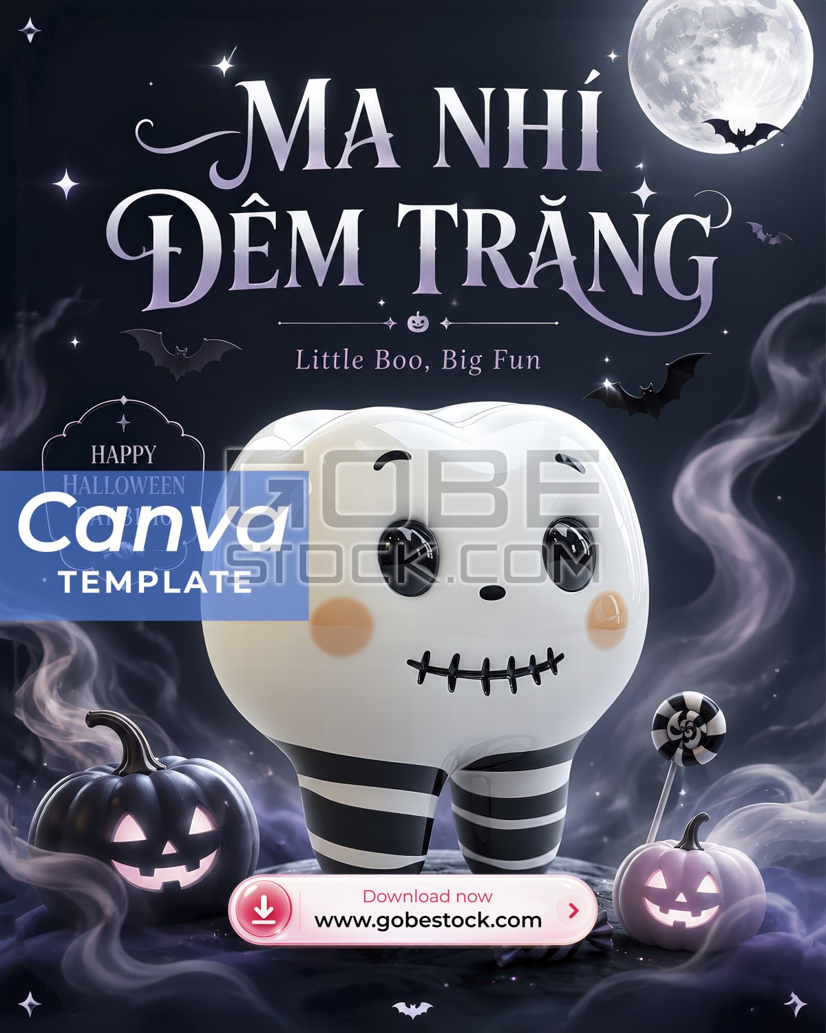 Halloween Cute Ghost Pastel Pumpkin Poster