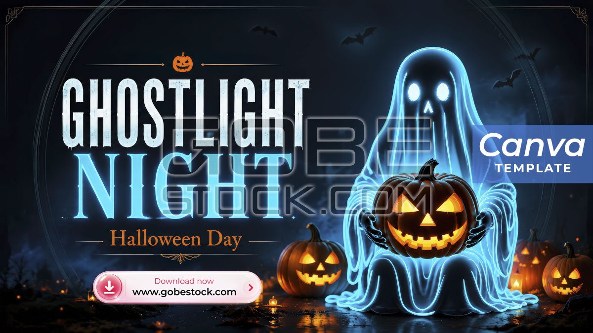Halloween Ghostlight Night Pumpkin Banner