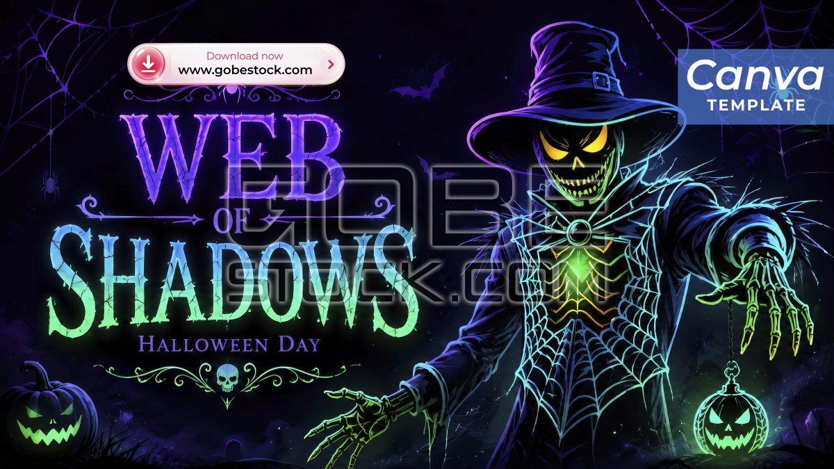 Halloween Neon Web Scarecrow Banner