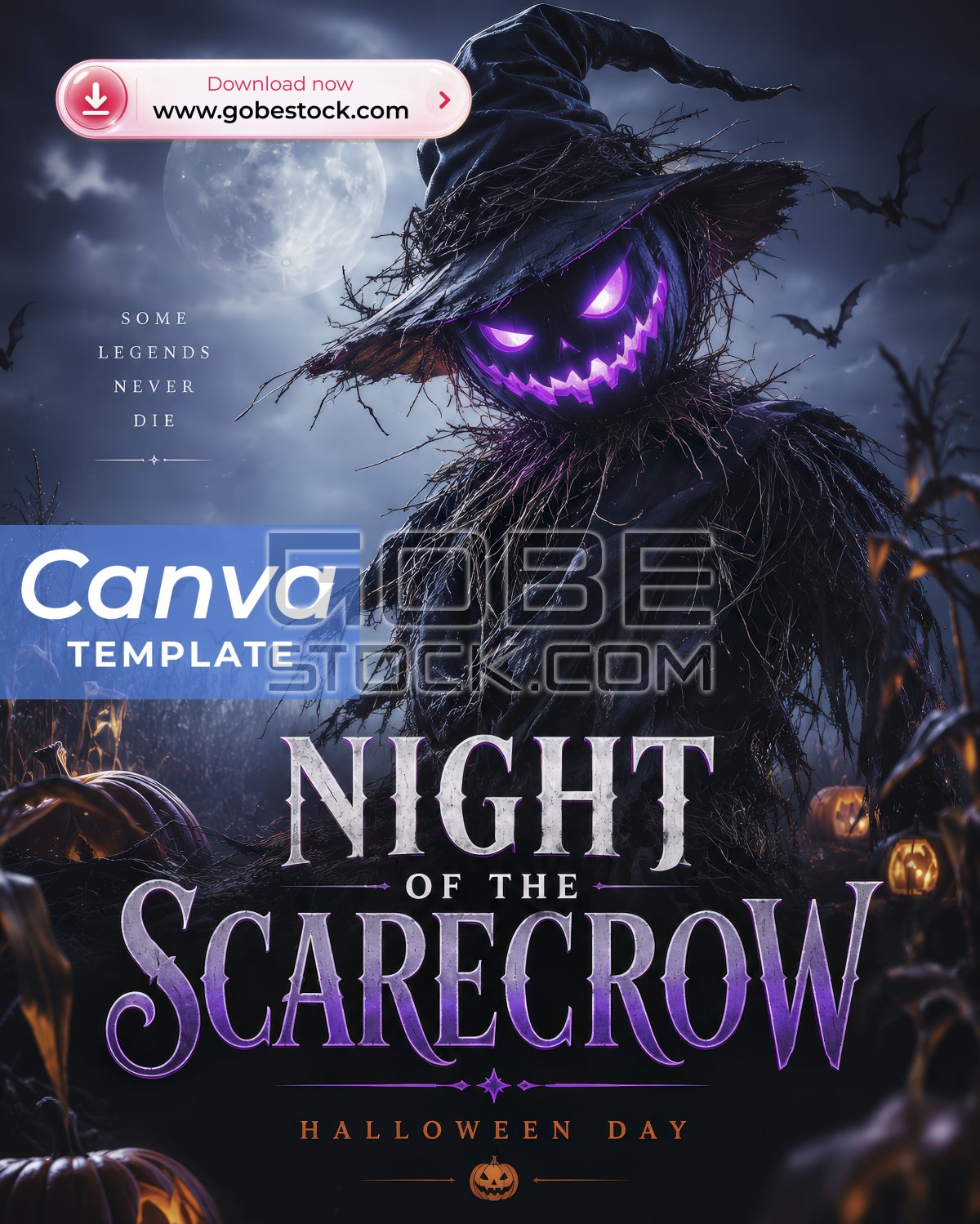 Halloween Purple Moon Scarecrow Legend Poster