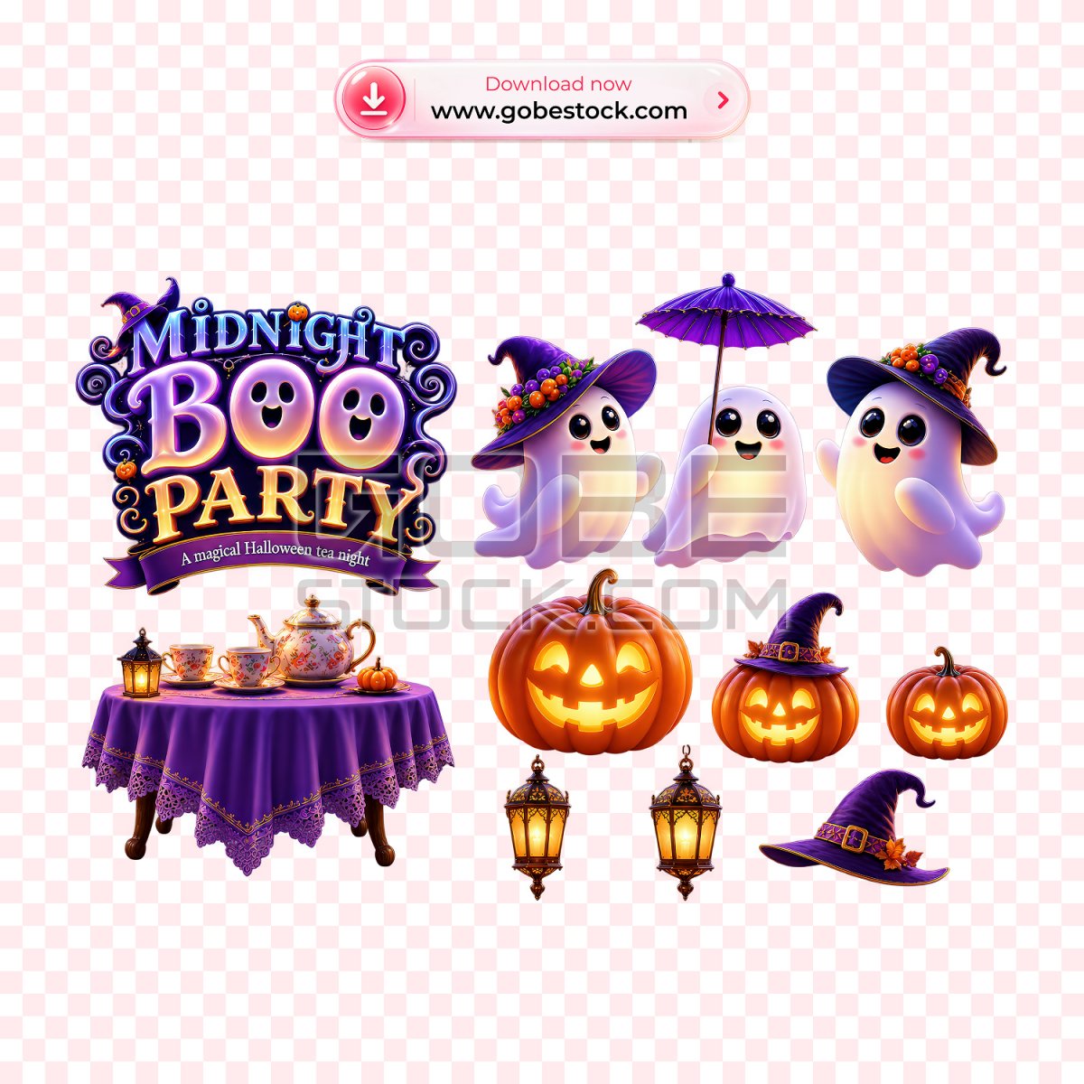 Midnight Boo Party Halloween 3D Element Collection
