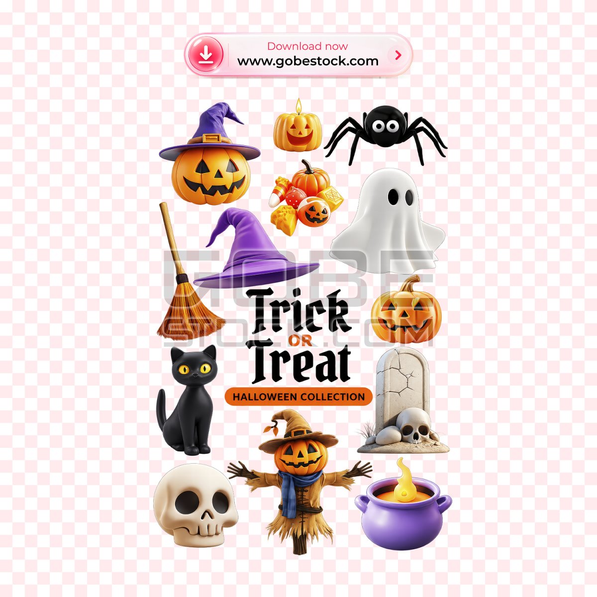 Trick Or Treat Halloween 3D Element Collection