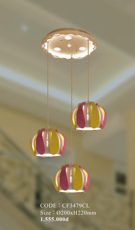 Đèn thả trần bàn ăn đỏ vàng