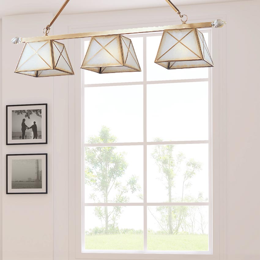 Đèn thả trần phòng khách bằng đồng thanh ngang thẳng Venus 100047-03 3 Bóng Đèn thả trần phòng khách bằng đồng thanh ngang thẳng Venus 100047-03 3 Bóng