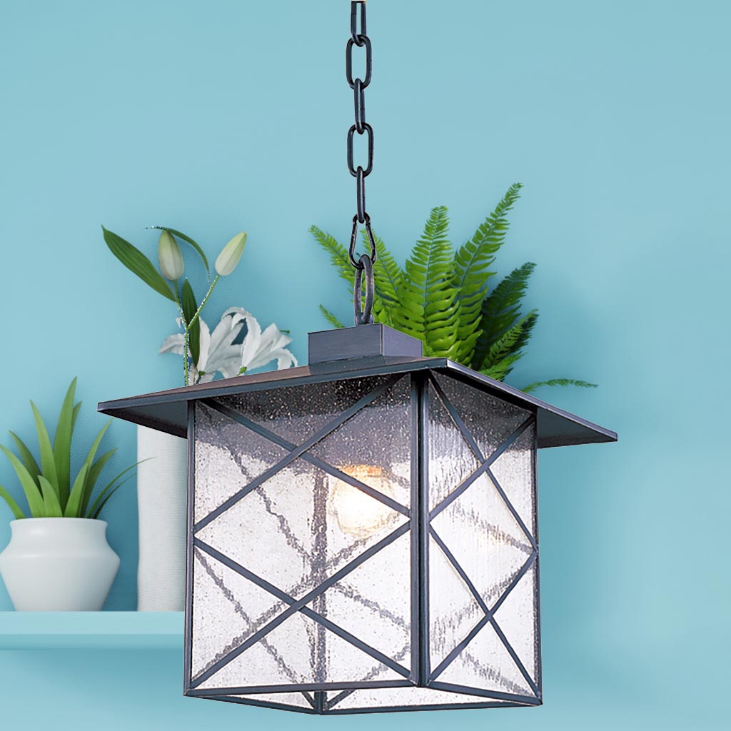 Đèn thả sắt thép hình vuông treo trang trí mái hiên Venus 100091-01 Đèn thả sắt thép hình vuông treo trang trí mái hiên Venus 100091-01