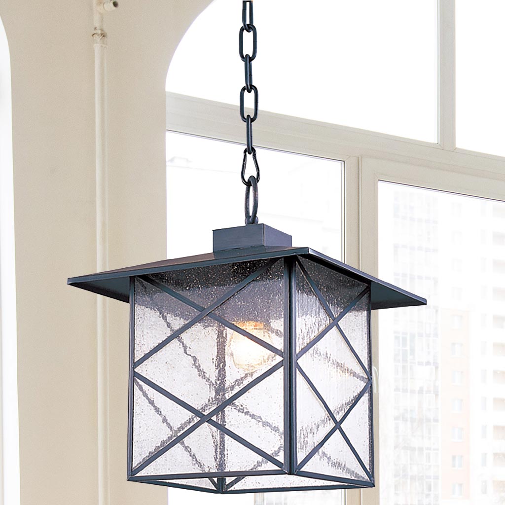 Đèn thả sắt thép hình vuông treo trang trí mái hiên Venus 100091-01 Đèn thả sắt thép hình vuông treo trang trí mái hiên Venus 100091-01