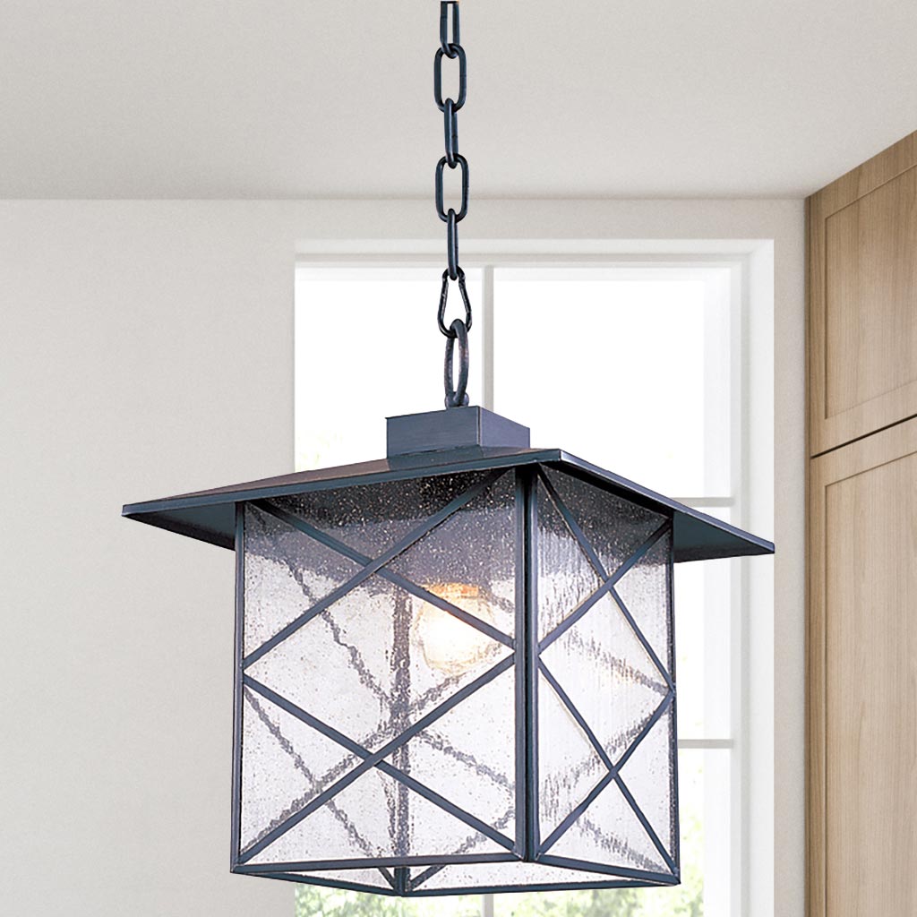 Đèn thả sắt thép hình vuông treo trang trí mái hiên Venus 100091-01 Đèn thả sắt thép hình vuông treo trang trí mái hiên Venus 100091-01