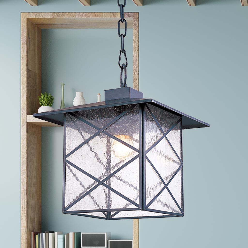 Đèn thả sắt thép hình vuông treo trang trí mái hiên Venus 100091-01 Đèn thả sắt thép hình vuông treo trang trí mái hiên Venus 100091-01