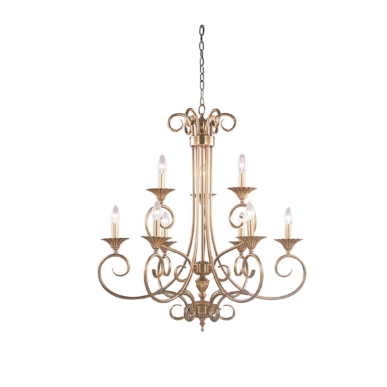 Đèn Chùm Đồng Kiểu Pháp Cổ Điển Venus 100145-09 9 tay bóng nến Đèn Chùm Đồng Kiểu Pháp Cổ Điển Venus 100145-09 9 tay bóng nến