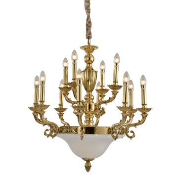 Đèn Chùm Đồng Cao Cấp Venus 100291-8+4 12 tay bóng nến