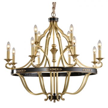 Đèn Chùm Đồng Cao Cấp Venus 100339-8+4 12 tay bóng nến