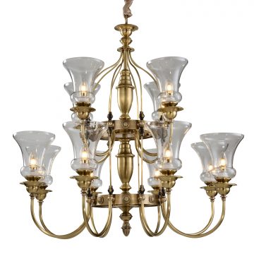 Đèn Chùm Đồng Cao Cấp Venus 100342-8+4 12 tay bóng nến