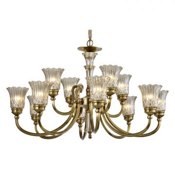 Đèn Chùm Đồng Cao Cấp Venus 100345-8+4 12 tay bóng nến