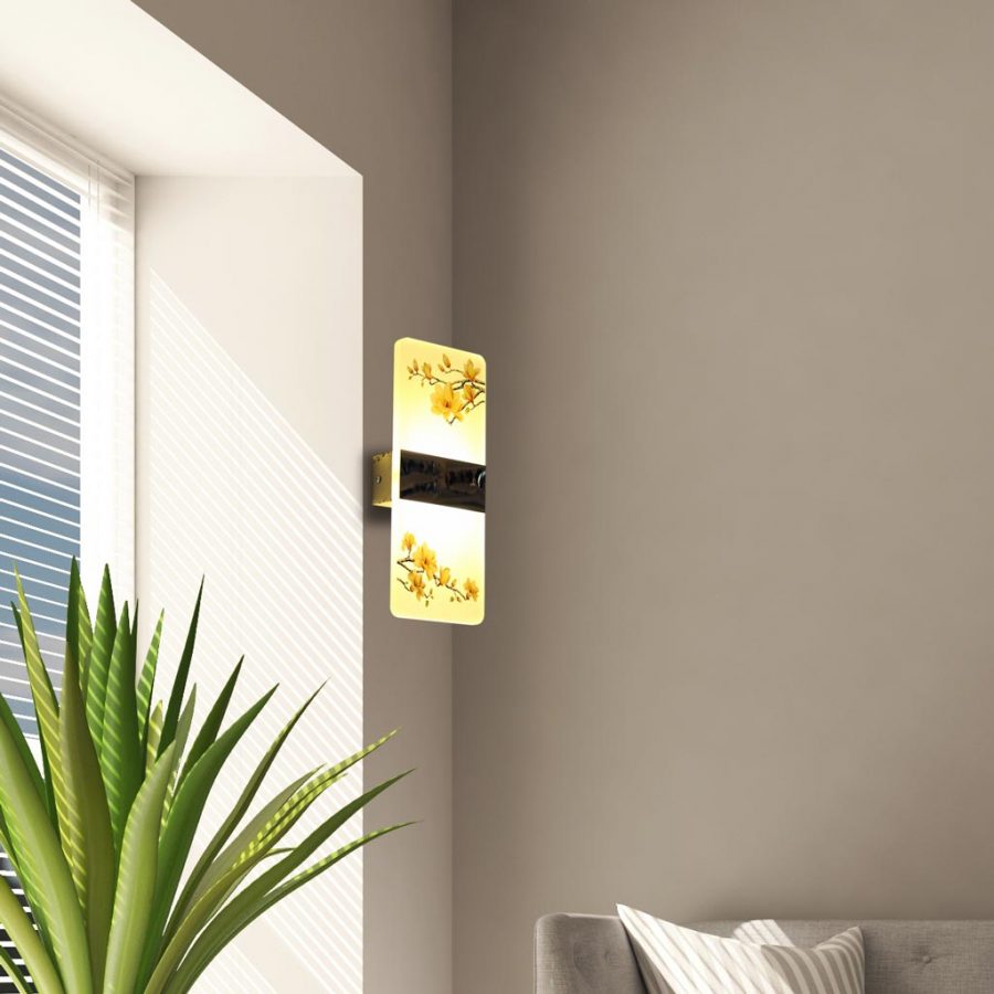 Đèn gắn tường LED thủy tinh chữ nhật hình Hoa mai Venus