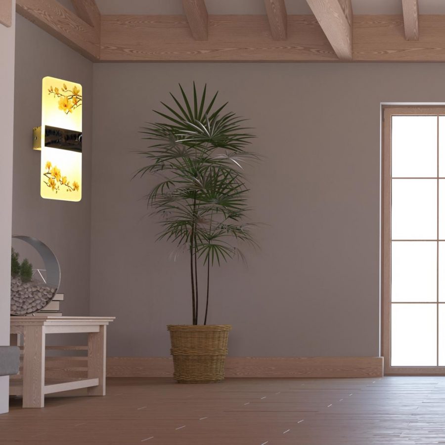 Đèn gắn tường LED thủy tinh chữ nhật hình Hoa mai Venus