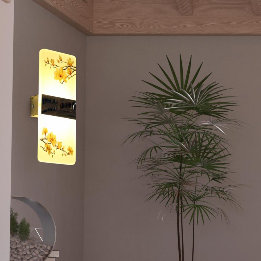 Đèn gắn tường LED thủy tinh chữ nhật hình Hoa mai Venus