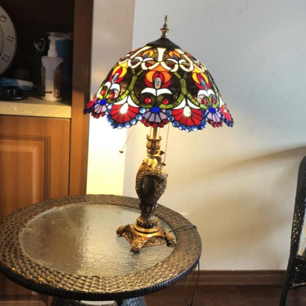 ĐÈN NGỦ ĐỂ BÀN ĐỒNG PHA LÊ TIFFANY PHỤC HƯNG VENUS 600158-01A