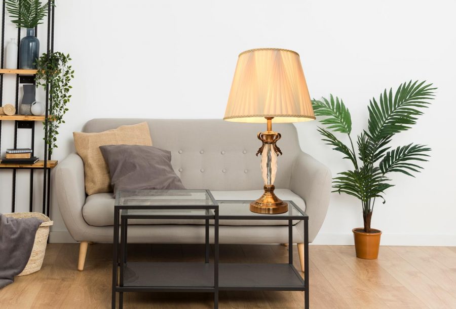 Đèn bàn đồng thân thủy tinh cao cấp cho phòng khách & phòng ngủ Venus