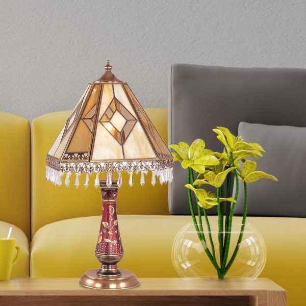 ĐÈN NGỦ ĐỂ BÀN ĐỒNG PHA LÊ TIFFANY PHỤC HƯNG VENUS 600158-01A