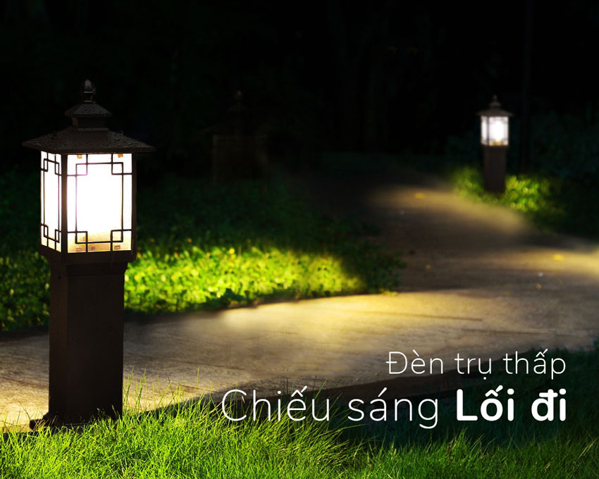đèn trụ thấp chiếu sáng lối đi ngoài trời