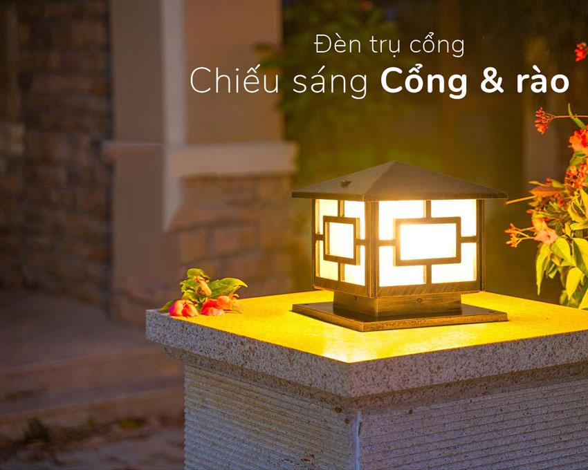 đèn trụ cổng chiếu sáng cổng và hàng rào