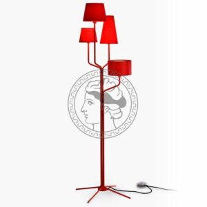 Đèn cây đứng 4 bóng chụp vải cao cấp (đỏ)