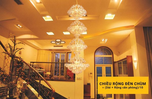 chọn đường kính đèn chùm cầu thang